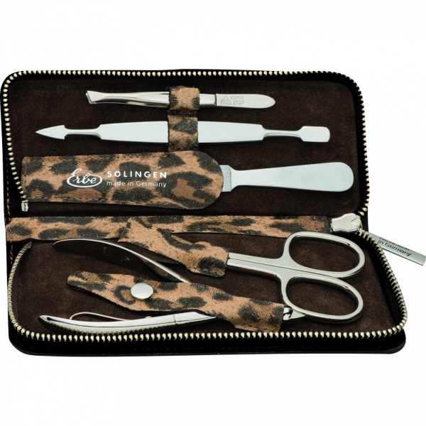 Becker Solingen Luxury 5-Piece Manicure Set in Zipped Leather Case - Leo