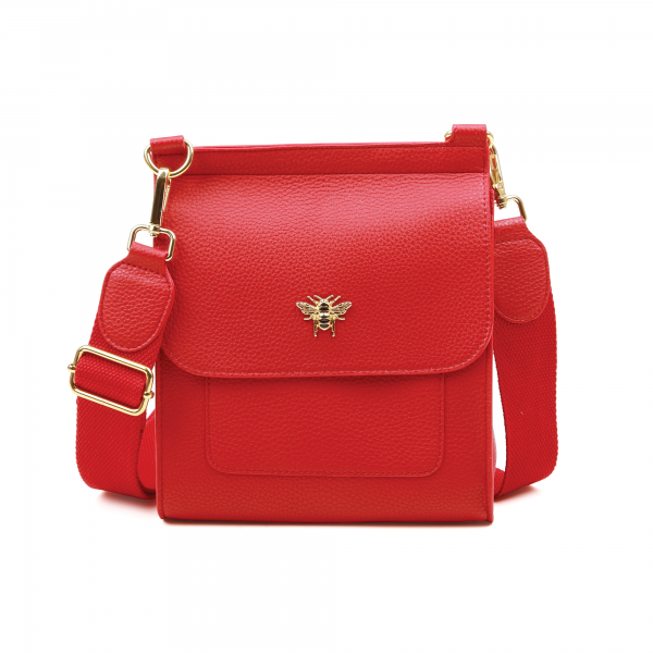 Alice Wheeler Bloomsbury Crossbody Bag - Textured Vegan Leather With Honey Bee Badge