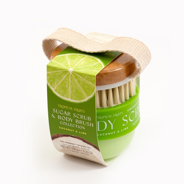 The Somerset Toiletry Company Body Scrub and Body Brush Set - Coconut and Lime 150 g